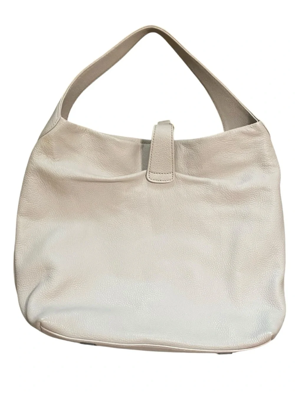 Dooney & Bourke Bone Beige Pebbled Leather Reversible Lock Hobo Shoulder Bag